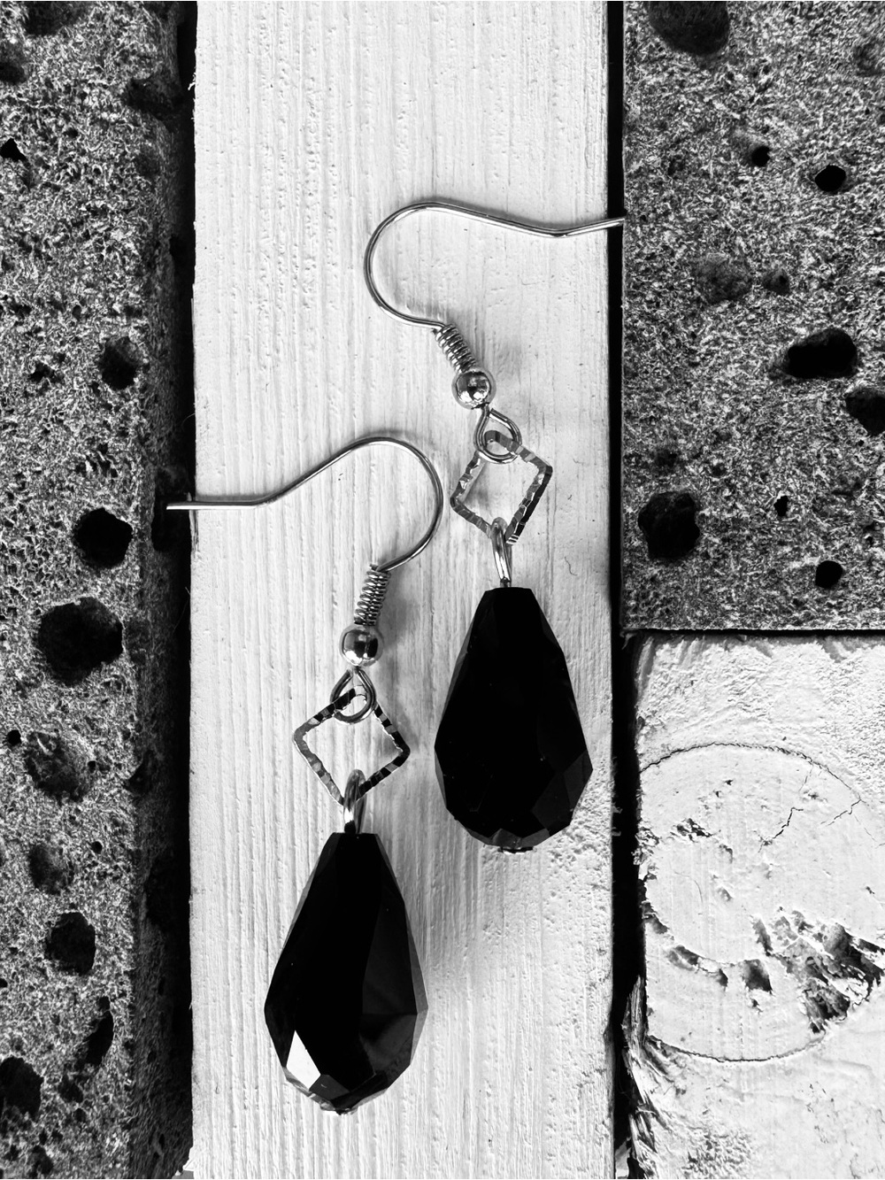 Black Faceted Briolette Earrings - Women's Jewelry